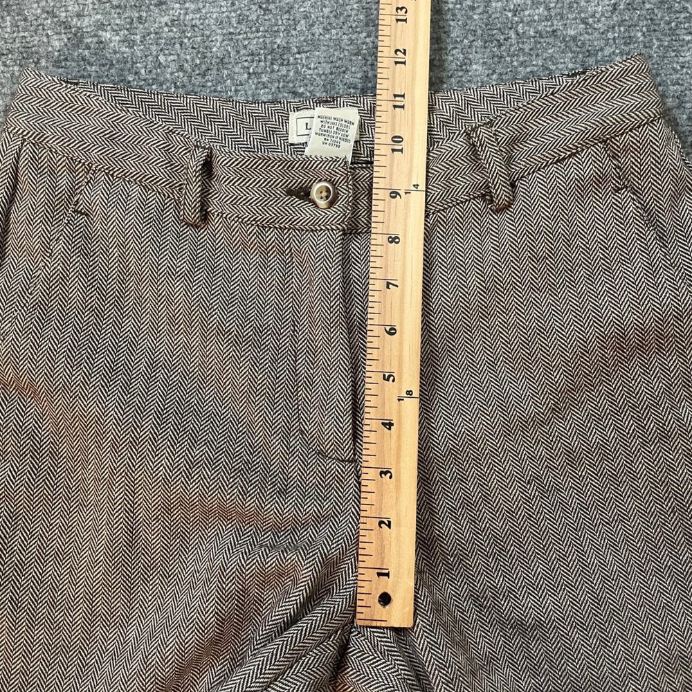 LL Bean Trousers Womens 4 Reg Brown Herringbone Cotton Straight Leg Pants - Picture 5 of 12